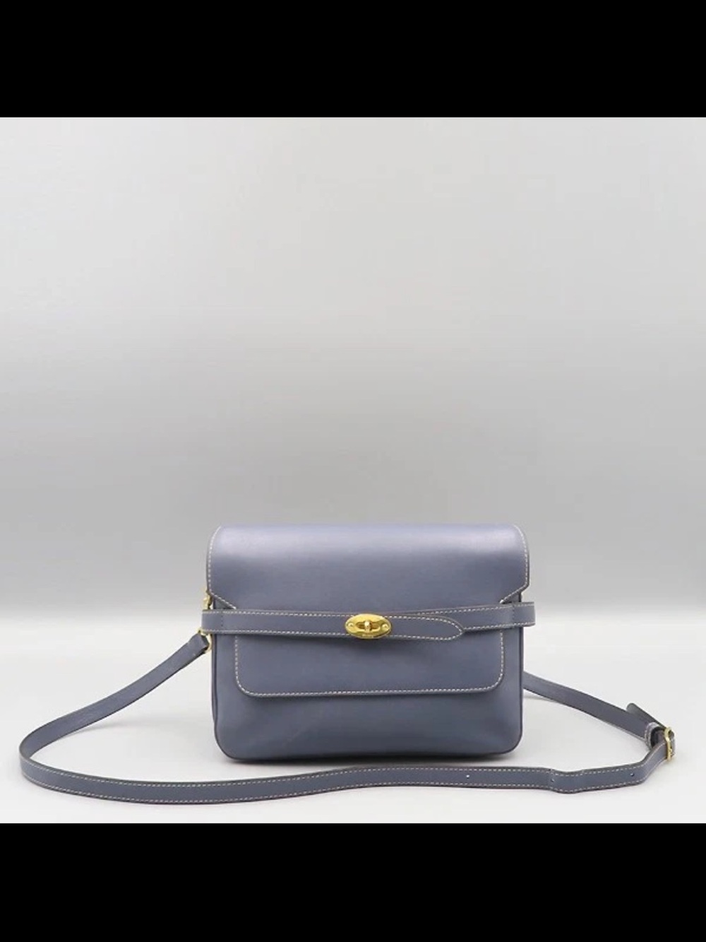 Mulberry Slate Blue Leather Crossbody with Gold Hardware